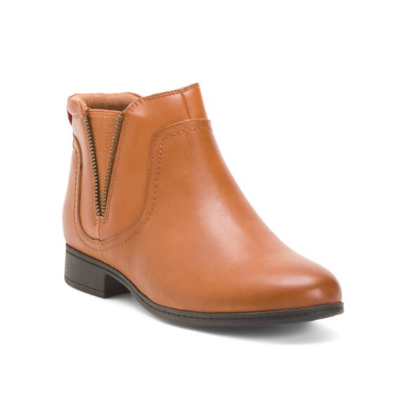 COBB HILL ROCKPORT Brown Leather Crosbie Gore Comfort Boots - Picture 1 of 2